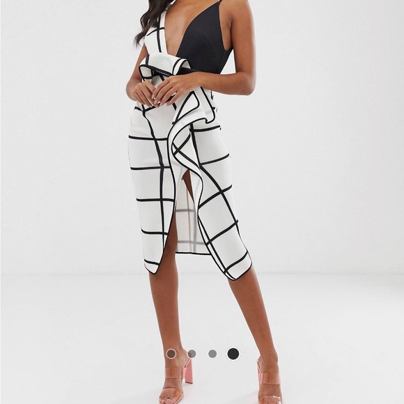 ASOS Design Black and White Pencil Midi Dress - Brand New, Never Worn - Picture 2 of 2